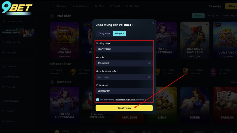 Hướng dẫn cách đăng ký tài khoản 9Bet chi tiết nhất