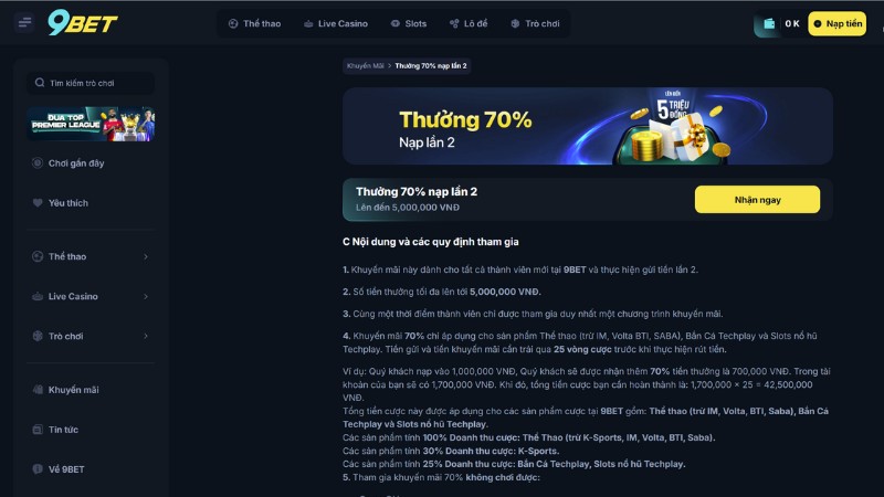 Những điều khoản cần biết khi nhận khuyến mãi 9bet Những điều khoản cần biết khi nhận khuyến mãi 9bet