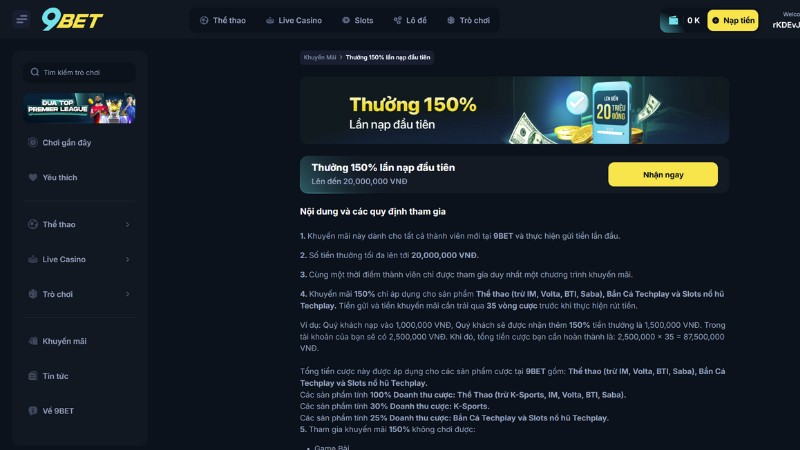 Cơ chế nạp tiền 9Bet có những ưu điểm gì?