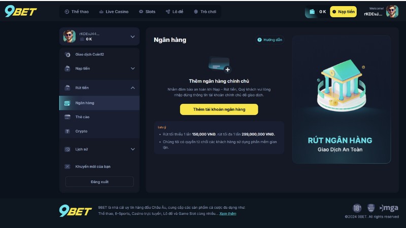Tìm hiểu những ưu điểm khi rút tiền trên nhà cái 9Bet Tìm hiểu những ưu điểm khi rút tiền trên nhà cái 9Bet