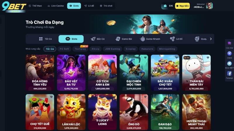 Top slots game nổ hũ hấp dẫn nhất tại 9Bet