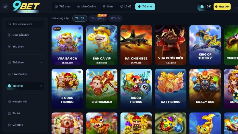 Cập nhật top game bắn cá đổi thưởng nổi bật tại 9Bet
